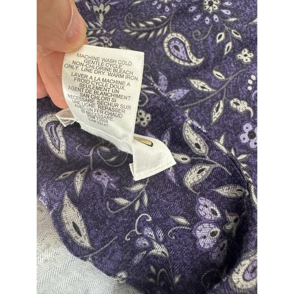 VINTAGE Y2K 90s Women Midi Skirt Talbots purple floral rayon Cottagecore 14 - Picture 8 of 8